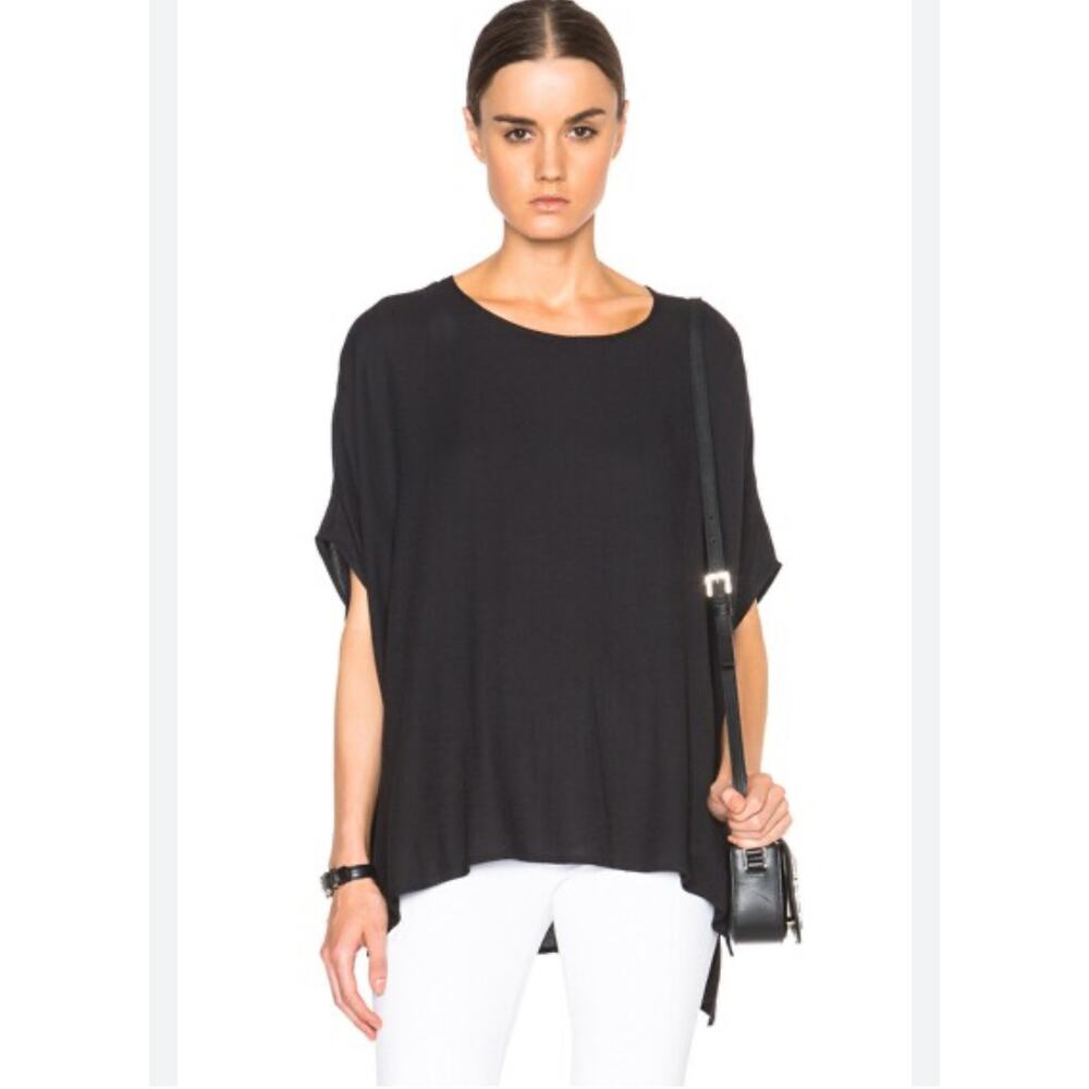 James Perse slouchy Wool Blend Poncho Top 2 / M Black Boho chic drapey Flowy